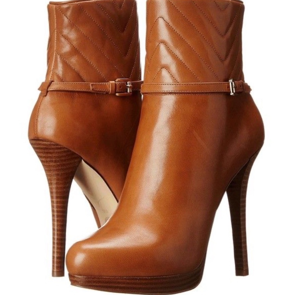 Michael Kors Cognac Leather High-Heel Ankle Boots
